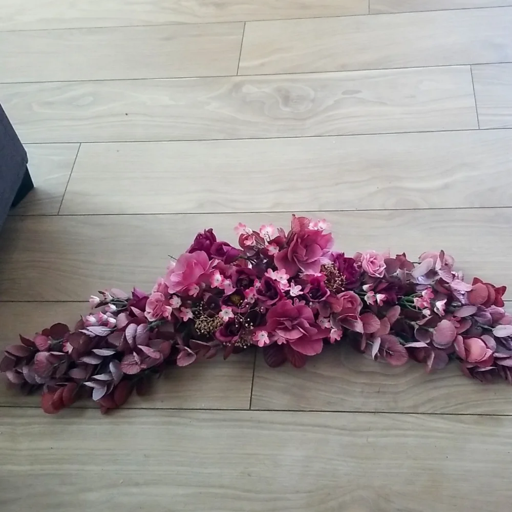 Gorgeous Burgundy Wine Colored Candle Holder Swag Centerpiece